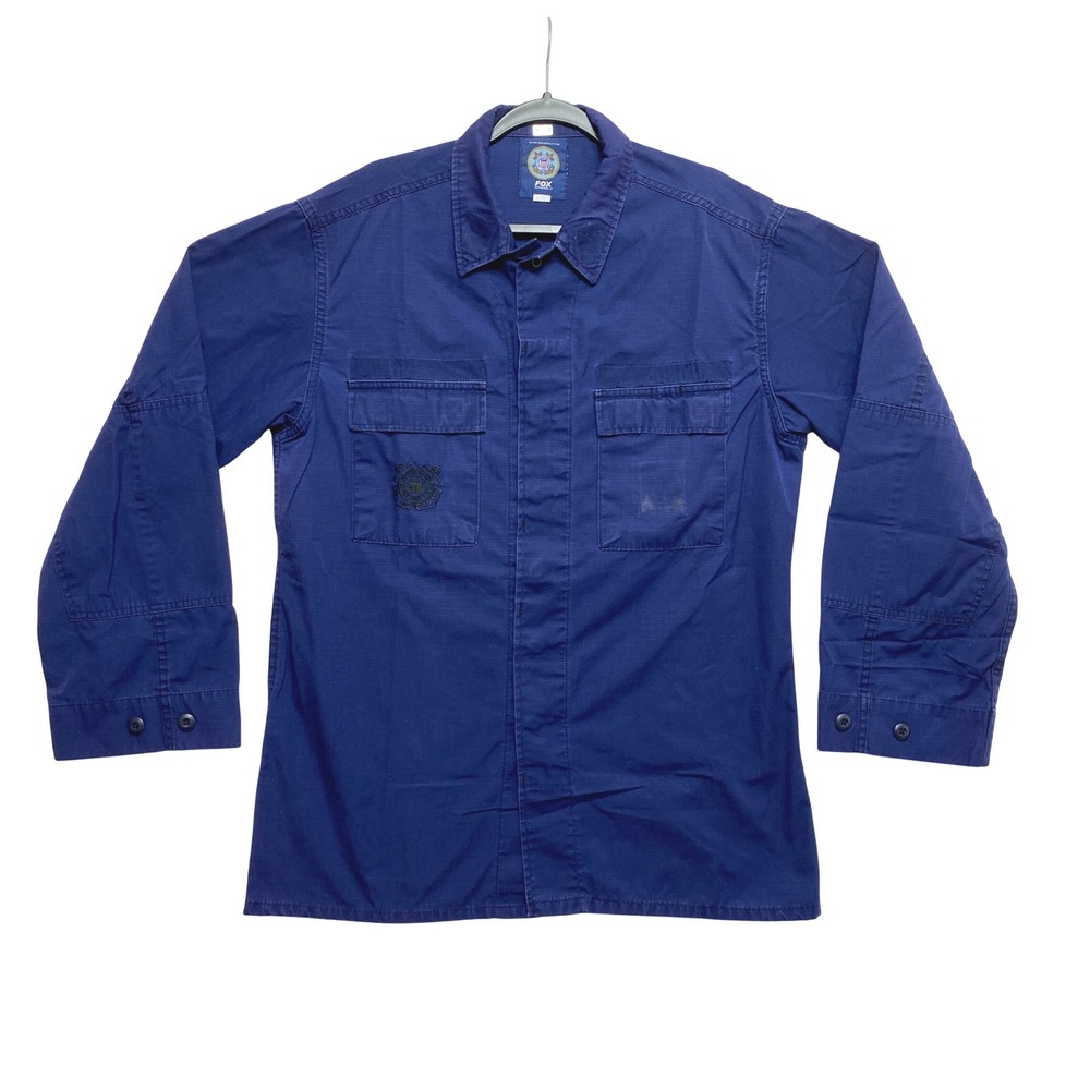 Fox Apparel US Coast Guard Jacket Mens L Navy Blue Combat Shirt Ripstop Utility